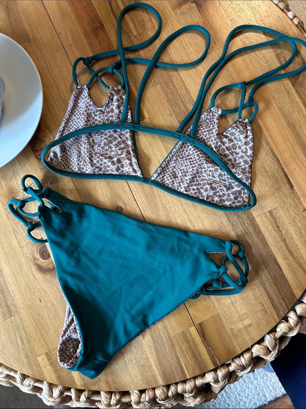 ACACIA swim - green Triangle Bikini Top & Tie-Side Bottoms - Picture 4 of 5